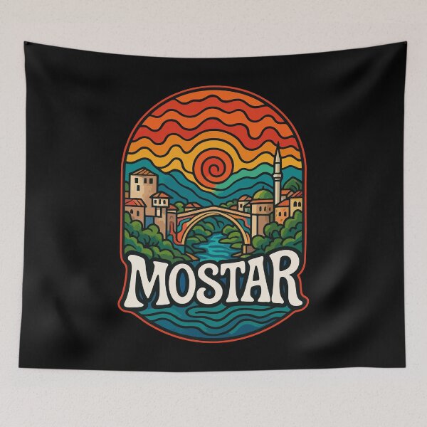 Item preview, Mostar Bosnia And Herzegovina Trippy Art Travel designed and sold by TomFrontierArt.