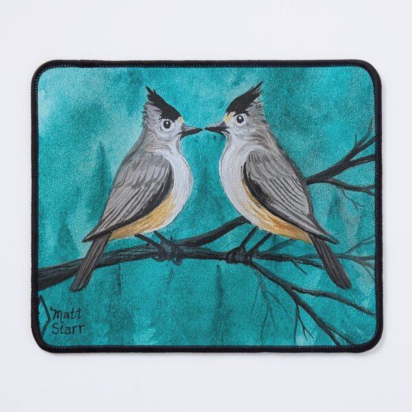 Item preview, Black-crested titmice in the evergreen forest  designed and sold by Matt Starr Fine Art .