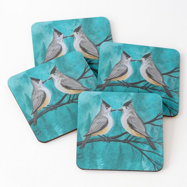 Item preview, Black-crested titmice in the evergreen forest  designed and sold by Matt Starr Fine Art .