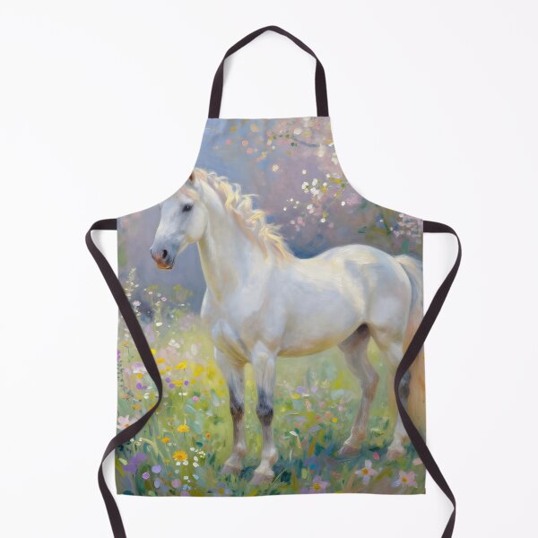 Item preview, White Horse Among Flowers designed and sold by ChanceTwoArt.