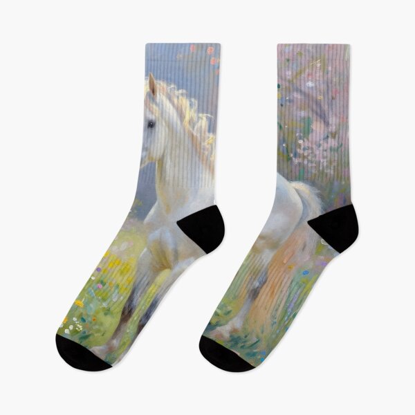 Item preview, White Horse Among Flowers designed and sold by ChanceTwoArt.