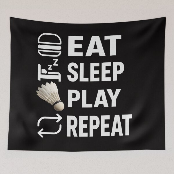 Item preview, Eat Sleep Play Repeat Badminton (for black) designed and sold by martin&matt artwork.