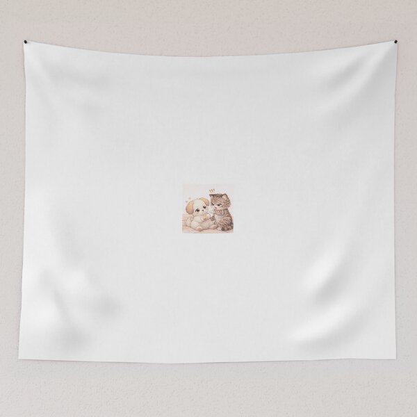 Item preview, Funny Cat and Puppy Fight with Bandage – Cute Cartoon Illustration designed and sold by LovelyCatGalaxy.