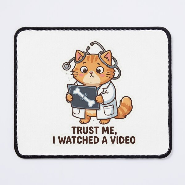 Item preview, Trust Me I Watched A Video - Funny Cat Doctor Sticker designed and sold by Medoodles.
