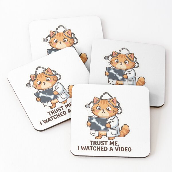 Item preview, Trust Me I Watched A Video - Funny Cat Doctor Sticker designed and sold by Medoodles.