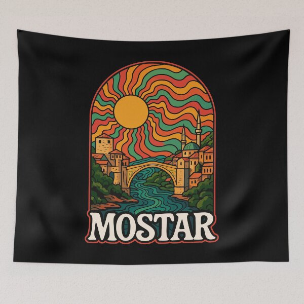 Item preview, Mostar Bosnia And Herzegovina Trippy Travel designed and sold by TomFrontierArt.