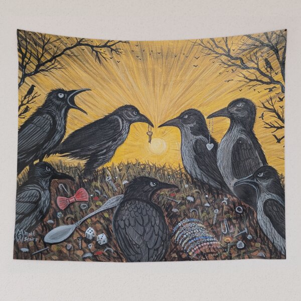 Item preview, The crows gather to examine their found treasures  designed and sold by Matt Starr Fine Art .
