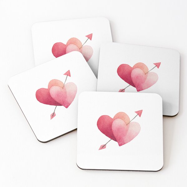 Item preview, Watercolor hearts pierced by cupids bow designed and sold by MendaciousMina.