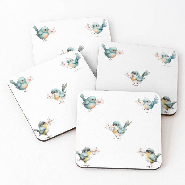 Item preview, Mini Watercolor blue birds with love letter sticker pack designed and sold by MendaciousMina.