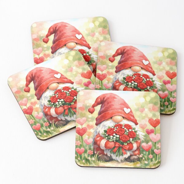 Item preview, Valentine Gnome with Red Roses In a Garden designed and sold by Maria Dryfhout.