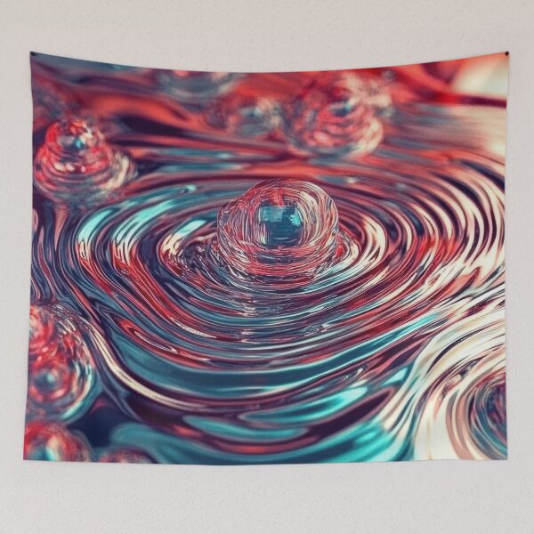 Item preview, Fire & Ice Ripple – Teal & Red Liquid Abstract designed and sold by B-Russ-Stuff.