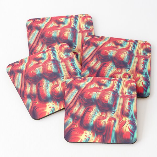 Item preview, Melting Topography – Red & Teal Fluid Abstract designed and sold by B-Russ-Stuff.