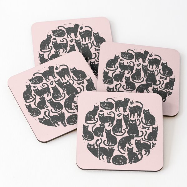 Item preview, Retro Black Cats Linocut Style Feline Lover designed and sold by Y-Vibes.