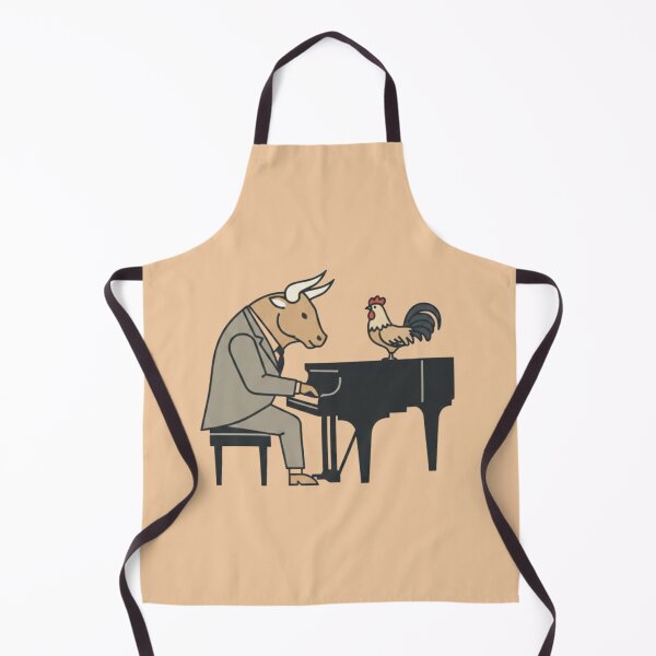 Item preview, Whimsical Bull Piano Player with Rooster designed and sold by Dogandesighn.