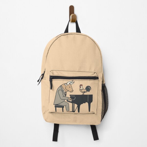 Item preview, Whimsical Bull Piano Player with Rooster designed and sold by Dogandesighn.