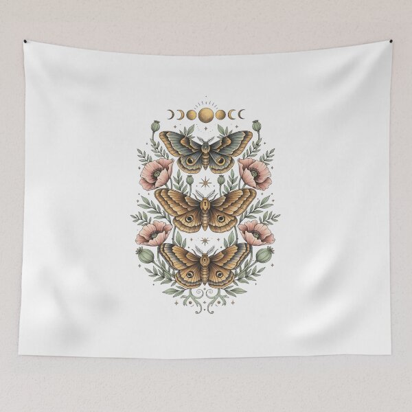 Item preview, Vintage Moth Moon, Washed Boho Gothic Nature designed and sold by DesignDenDo ⭐⭐⭐⭐⭐.
