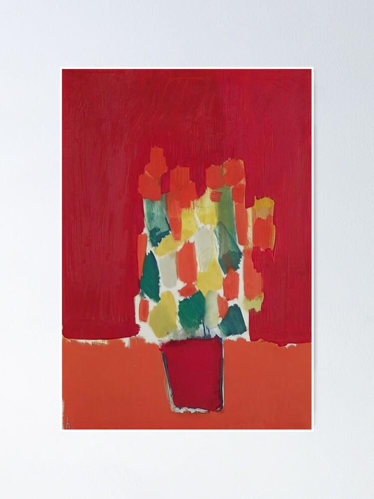 Thumbnail 1 of 3, Poster, Nicolas De Staël Fleurs Rouges 1952 designed and sold by melaartni.