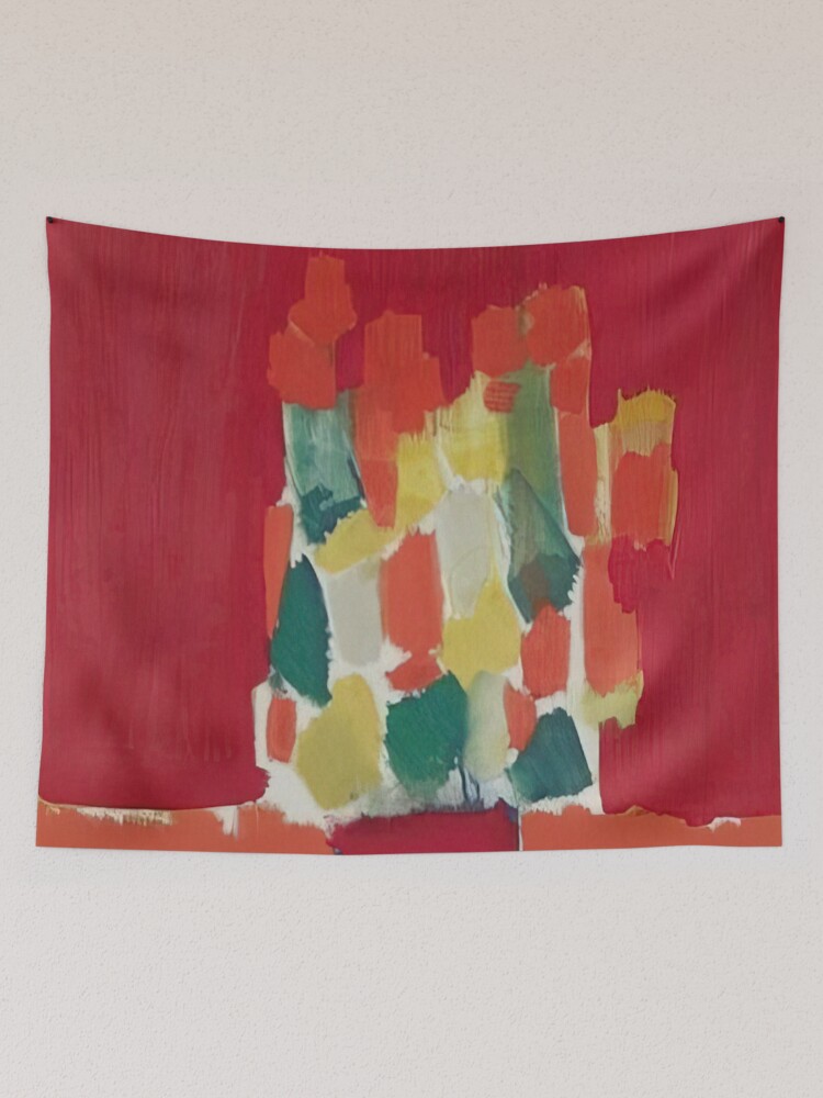 Aperçu 2 sur 3. Tentures avec l'œuvre Nicolas De Staël Fleurs Rouges 1952 créée et vendue par melaartni.