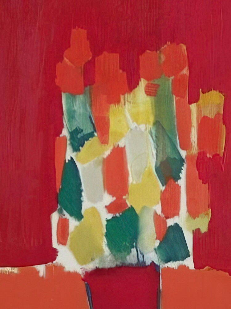 Thumbnail 3 of 3, Scarf, Nicolas De Staël Fleurs Rouges 1952 designed and sold by melaartni.