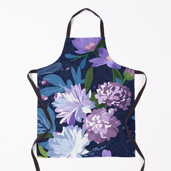 Item preview, Large floral patterns in mauve, blue and purple against a dark background designed and sold by Halfstone.