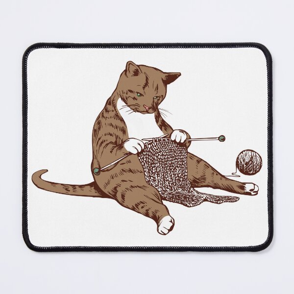 Item preview, Knit Cat - cute cat sitting and knitting designed and sold by Halfstone.