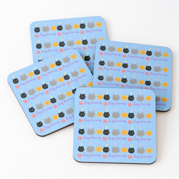 Item preview, Furry Friends: Three cute kitty cats (pattern-blue) designed and sold by Tiny-Sugar-Dove.