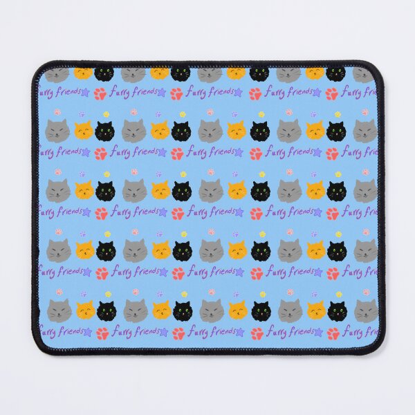 Item preview, Furry Friends: Three cute kitty cats (pattern-blue) designed and sold by Tiny-Sugar-Dove.