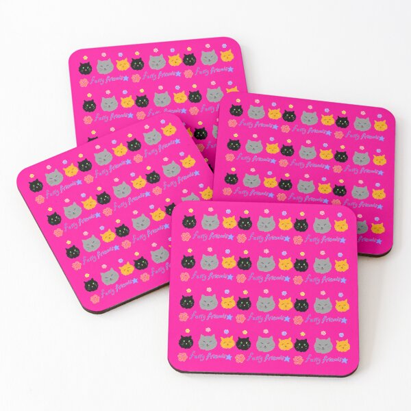 Item preview, Furry Friends: Three cute kitty cats (pattern-fuchsia) designed and sold by Tiny-Sugar-Dove.