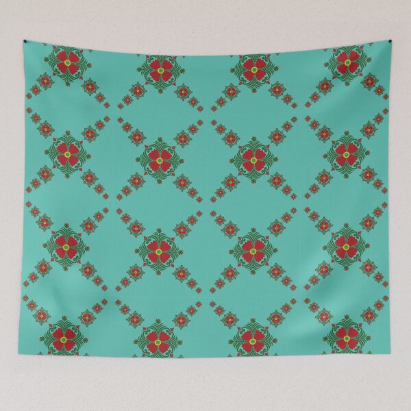 Item preview, An elegant floral lattice where deep indigo forms meet soft pink space. A timeless ornamental pattern expressing order, grace, and quiet strength through repetition. designed and sold by OIL Pattern Design .
