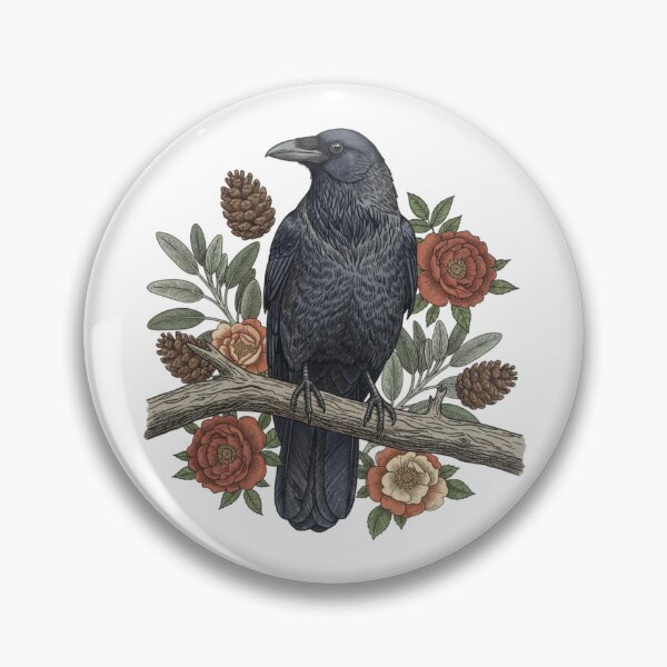 Item preview, Gothic Raven Crow Vintage Rose Bird Art  designed and sold by BirdsnStuff.