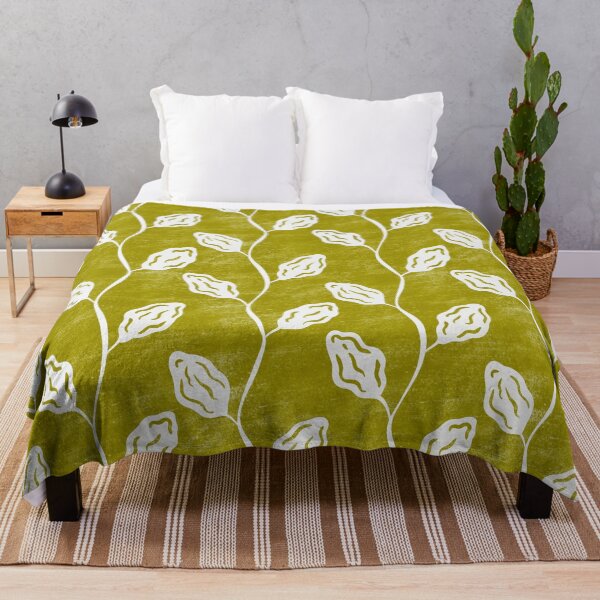 Item preview, Modern Green and White Trailing Leaf Vine Pattern designed and sold by Olive Lane Creative.