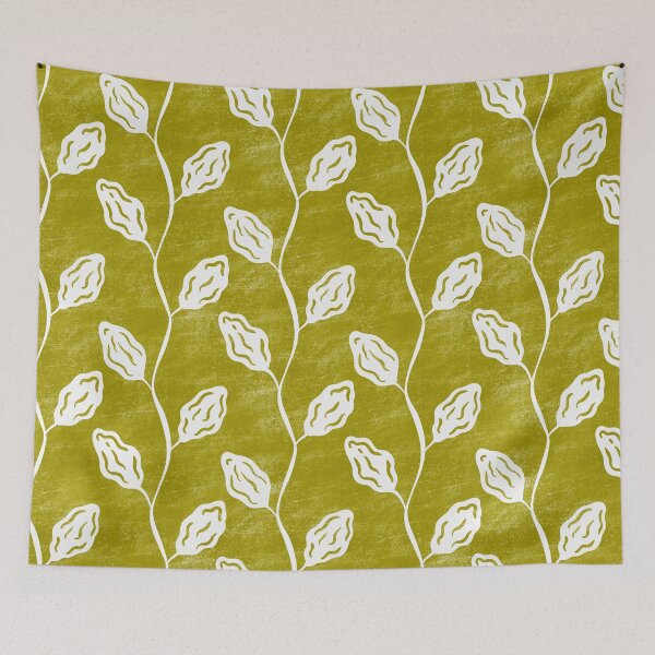 Item preview, Modern Green and White Trailing Leaf Vine Pattern designed and sold by Olive Lane Creative.
