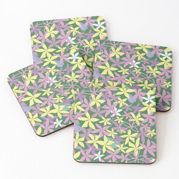 Item preview, Hunter green flowers seamless pattern on green background.  designed and sold by RosebudTextilesArt.