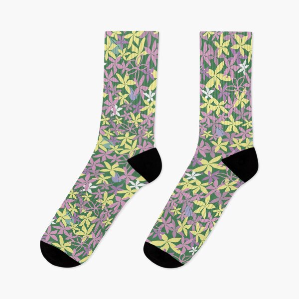 Item preview, Hunter green flowers seamless pattern on green background.  designed and sold by RosebudTextilesArt.