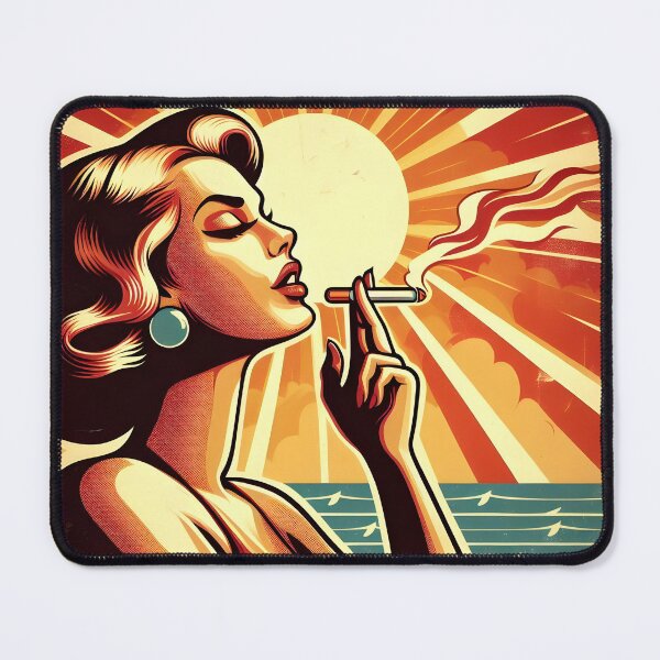 Item preview, Retro Heatwave Poster - Smoking Lady in Vintage Sunshine Style. designed and sold by Spark2Seduction.