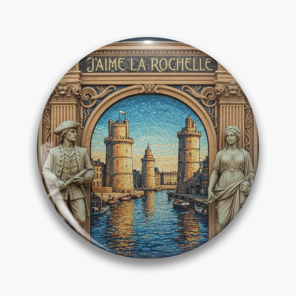 Item preview, La Rochelle Mosaic Port – Art Nouveau Stone Frame Poster designed and sold by FrancophileFun.
