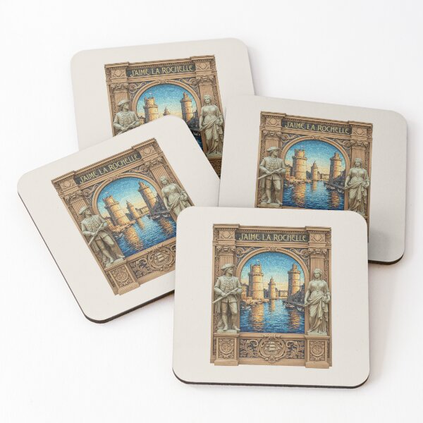 Item preview, La Rochelle Mosaic Port – Art Nouveau Stone Frame Poster designed and sold by FrancophileFun.