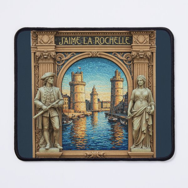 Item preview, La Rochelle Mosaic Port – Art Nouveau Stone Frame Poster designed and sold by FrancophileFun.