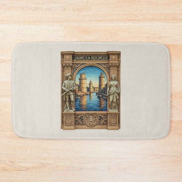 Item preview, La Rochelle Mosaic Port – Art Nouveau Stone Frame Poster designed and sold by FrancophileFun.
