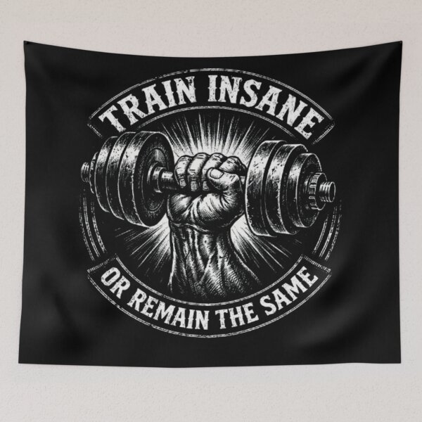 Item preview, Train Insane Gym Motivation Dumbbell Art designed and sold by wanado.