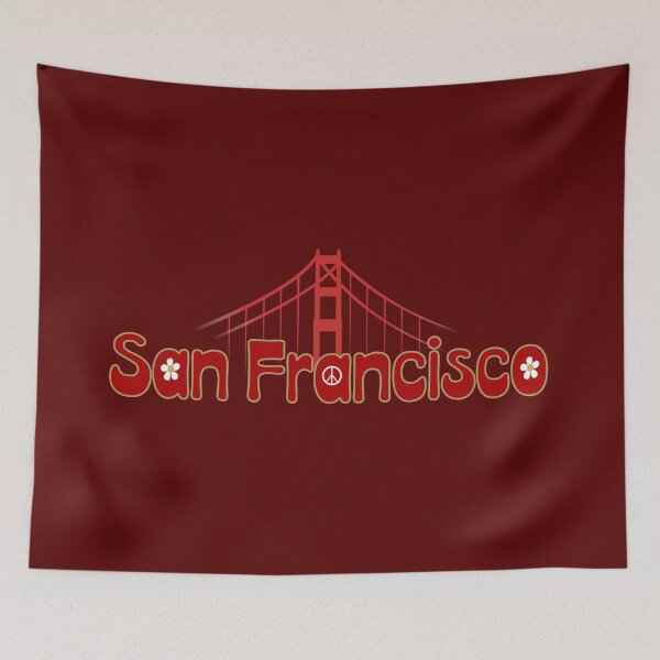 Item preview, Retro Boho San Francisco Golden Gate Bridge - Flower Power Graphic designed and sold by Far Out Goods.