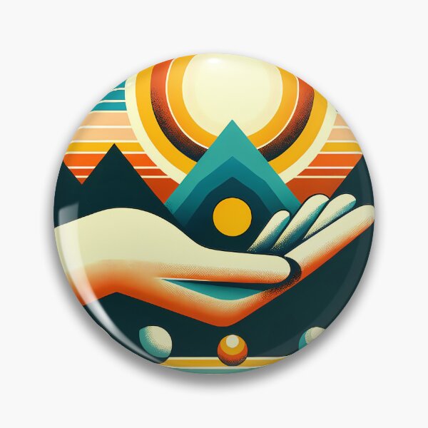 Item preview, Retro Geometric Sun Over Mountains designed and sold by InkSmithery.