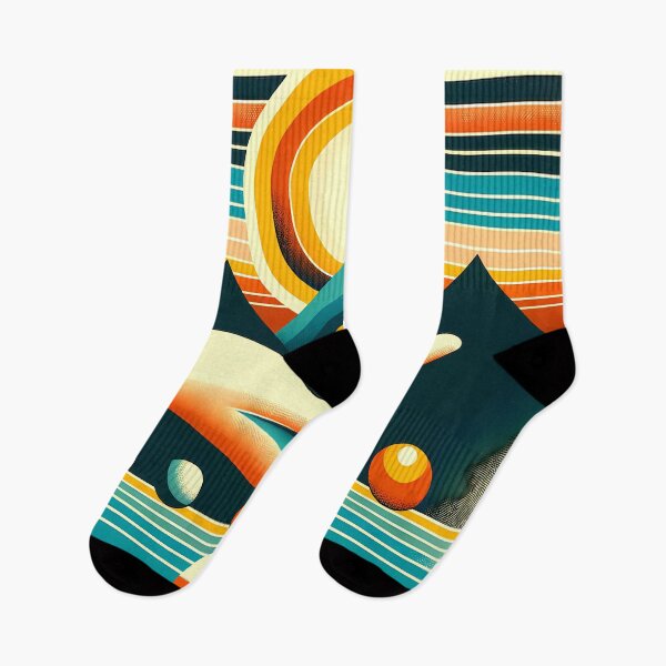 Item preview, Retro Geometric Sun Over Mountains designed and sold by InkSmithery.