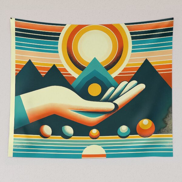 Item preview, Retro Geometric Sun Over Mountains designed and sold by InkSmithery.