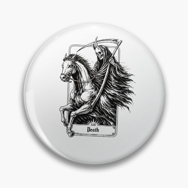 Item preview, Death Tarot Card – Gothic Grim Reaper Rider Illustration (White) designed and sold by Monochromaniaus.