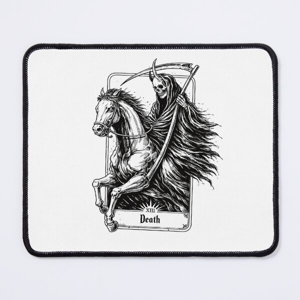 Item preview, Death Tarot Card – Gothic Grim Reaper Rider Illustration (White) designed and sold by Monochromaniaus.