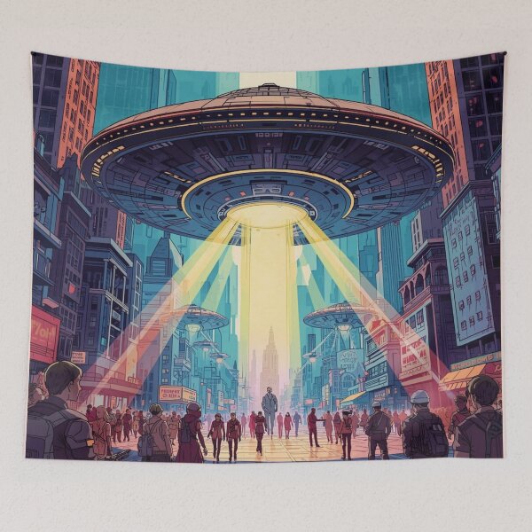 Item preview,  Alien Invaders - Retro UFO Abduction Sci-Fi-Space Art designed and sold by Nature's Palette.