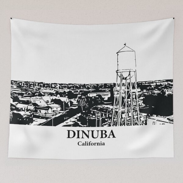 Item preview, Dinuba CA - Ink Cityscape Illustration designed and sold by Lakeric Cityscapes.
