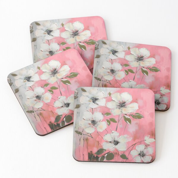 Item preview, Elegant Grunge-Style White Flowers on Romantic Pink designed and sold by DEC02.