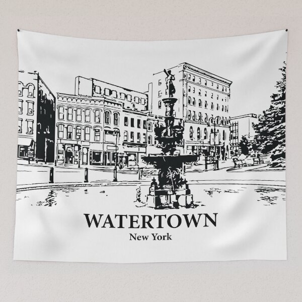 Item preview, Watertown NY - Ink Cityscape Illustration designed and sold by Lakeric Cityscapes.